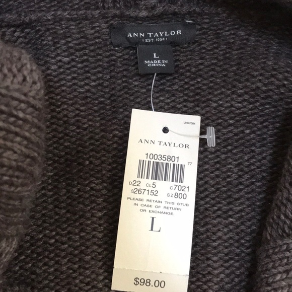 NWT! Ann Taylor Large brown cowl neck sweater . - Picture 5 of 8
